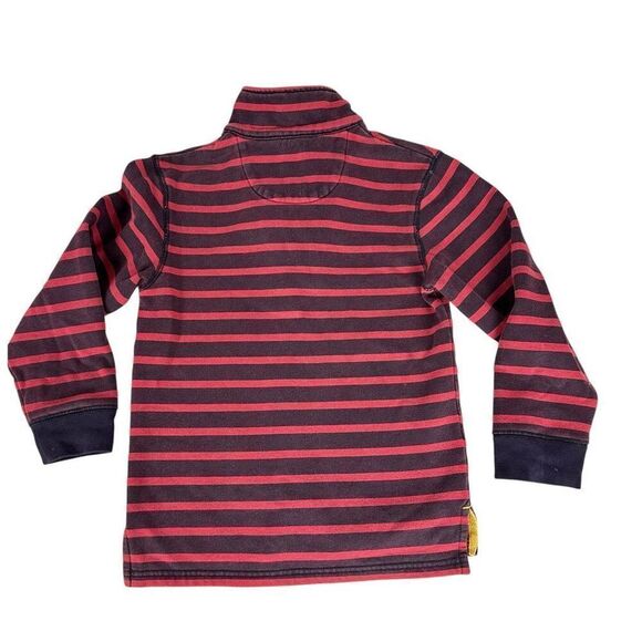 Mini Boden Pullover Sweatshirt navy/red stripe 1/4 zip size 7-8 Years - Picture 3 of 8